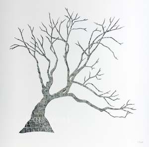 Larger Work: Wanaka Tree - grey/blue, 77x77cm