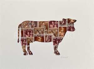 Cow - NZ stamps, 6x8 inches