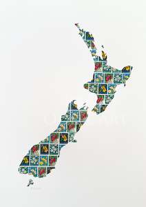 Prints: New Zealand Flower Map, A4 Print