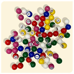 Products: Resin Raffle Marbles MULTI-COLOURED (22mm) 1-90 Ranford Bingo NZ