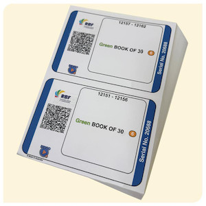 Bingo Play Green 30 page Game Books 6up x 400 codes Ranford Bingo NZ