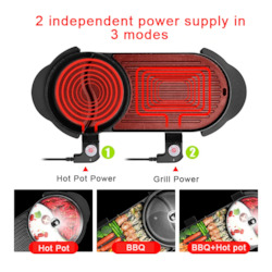 Kitchen: Electric Grill Hot Pot Smokeless Barbecue Machine Big Size