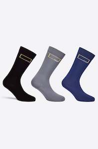 Accessories: 3 Pack Socks - Grey/Black/Navy