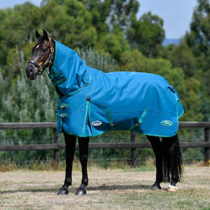 Winter Rugs Lite: Green-Tec Detach-a-Neck Lite Plus 50g - Dragonfly Blue/Bottle Green