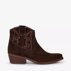 Cassidy Suede Embroidered Boot - Bitter Chocolate