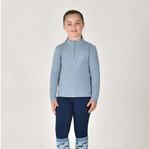 Kids Brushed Long Sleeve Riding Top - Blue Fog
