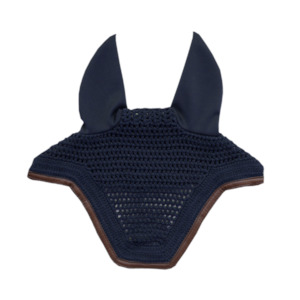 Earnets Flymasks: Wellington Fly Veil Leather - Navy Full