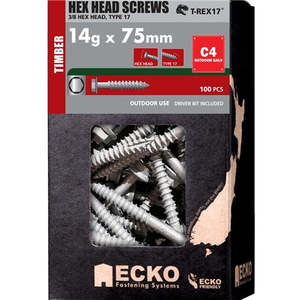 Screws: ECKO WOOD 3/8 HEX HEAD SCREW GALV NO NEO