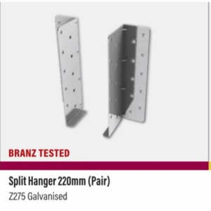 Coach Bolt Nut: ECKO SPLIT HANGER 220mm (Pair) Z275 GALV