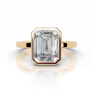 Solitaire Engagement Rings: 4 Carat Emerald Cut Bezel Diamond Engagement Ring