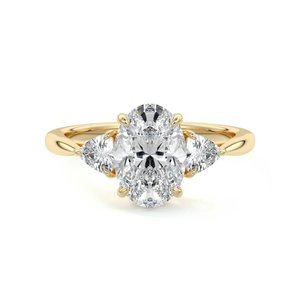 Trilogy Engagement Rings Nz Australia: Modern Oval Trilogy Ring Setting – 18K Solid Gold & Platinum