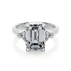 5 Carat Emerald Cut Three Stone Diamond Engagement Ring