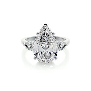 5 Carat Pear Three Stone Diamond Engagement Ring