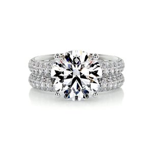 5 Carat Round Bridal Pavé Diamond Ring