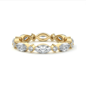 Moissanite Nz: Marquise & Round Eternity Wedding Ring 18K Gold