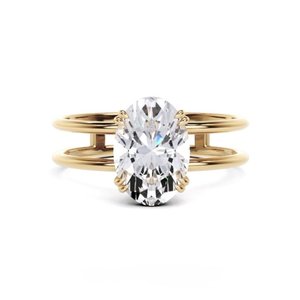 Lab Grown Diamonds Nz: Oval Double Solitaire Band Engagement Ring