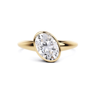 Lab Grown Diamonds Nz: Oval Bezel Solitaire Band Engagement Ring