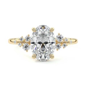 Lab Grown Diamonds Nz: Oval Cut Side Stone Unique Engagement Ring