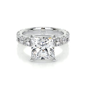 Princess Cut Pave Engagement Ring 18K & Platinum