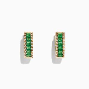Diamond Hoop Earrings: Astra - Emerald Halo Earrings