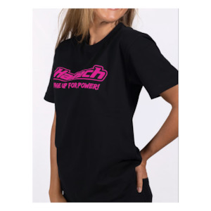 Streetwear And Promotional Accessories: Haltech 'classic' tee shirt - black/pink