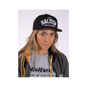 Streetwear And Promotional Accessories: Haltech snapback hat - black with white