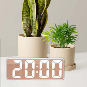 Clocks: WHITE MIRROR LED ALARM CLOCK