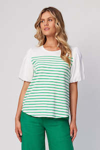 GREEN STRIPE LILLY TEE