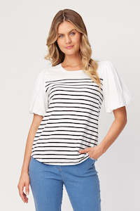 Lemon Tree: BLACK STRIPE LILLY TEE