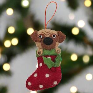PUG IN STOCKING DECORATION