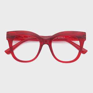 Sunglasses: RED CHARLOTTE READERS