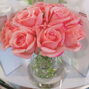 PEACH ROSE BUDS HERRINGBONE
