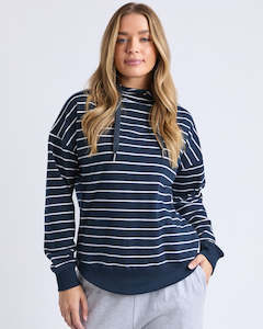Tops: STRIPE LOUNGER SCOOP HOODIE