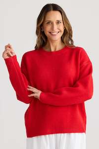 RED OVERBOARD KNIT