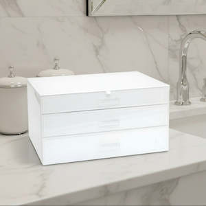 White Glass Jewellery Box 34cm