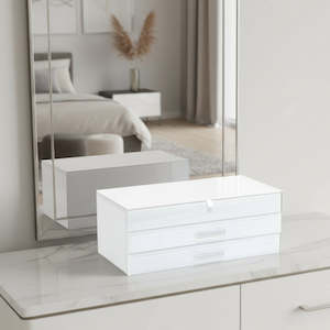 Accessories: White Glass Jewellery Box 30cm