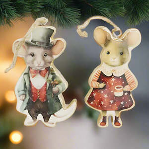 Le Forge: 10cm Ma & Pa Mice Christmas Tree Decoration