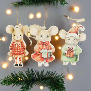 Le Forge: 10cm Mice Christmas Tree Decorations