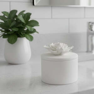 Le Forge White Porcelain Flower Trinket Box