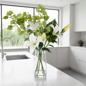Artificial Flowers: Casa Lily Gingko Artificial Floral Arrangement