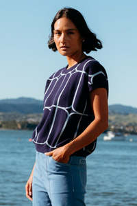 Clearance: Et Alia Sedgewick Knit Top Twightlight Trellis