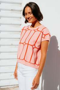Et Alia Sedgewick Knit Top Blush Trellis