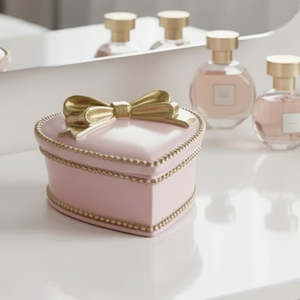 Jewellery 1: Pink & Gold Bow Heart Trinket Box