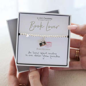 Novelty Gifts: Book Lover Life Charms Silver Bracelet