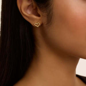 Amorina Halo Heart Stud God Earrings