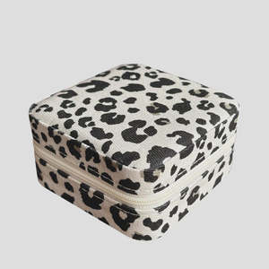 Estelle White Leopard Travel Jewellery Box