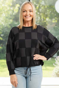 Zafina Grey Check Amaris Knit Sweater