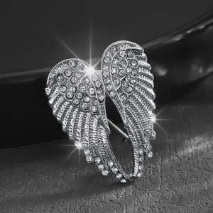 Silver Angel Wings Brooch