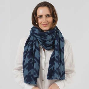 Accessories: Stella + Gemma Deep Blue Houndstooth Scarf