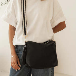 Accessories: Louenhide Black Stripe Daisy Crossbody Bag
